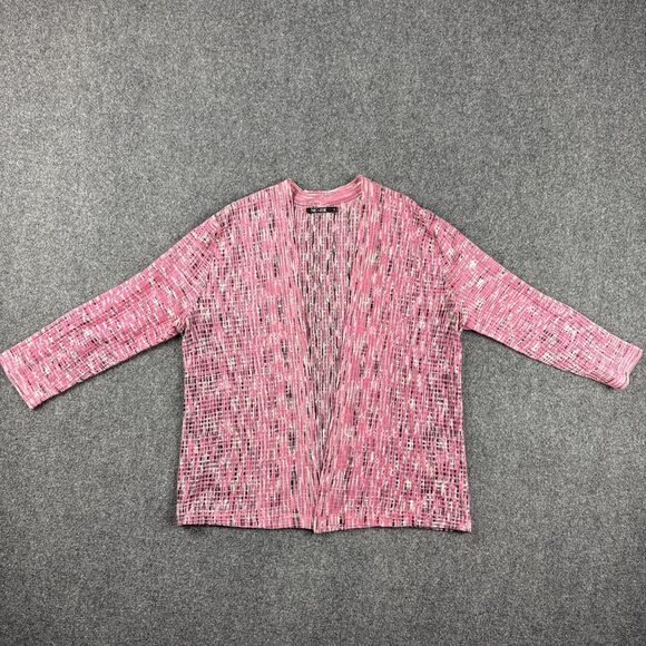 Nic + Zoe Womens Barbiecore Layer Sweet Song Linen Blend Cardigan Medium Pink - Picture 2 of 6